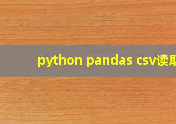 python pandas csv读取